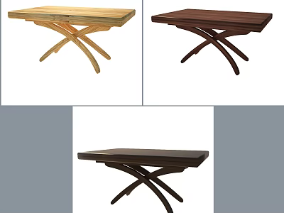 Wooden Dining Tables With Cross Leg Design In Light And Dark Wood Finishes 3d model