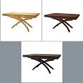 Wooden Dining Tables With Cross Leg Design In Light And Dark Wood Finishes