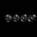 Four Metallic Spherical Smart Machines Arranged in a Row with Shiny Surface