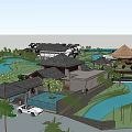 Scenic Vacation Villa Community with Riverside Green Area and Tennis Court