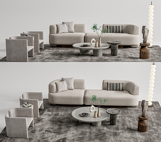 Quiet Sofa Tea Table Combination Sofa Coffee Table 3d model