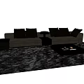 Dark Sectional Sofa With Side Table Coffee Table And Area Rug 3d model