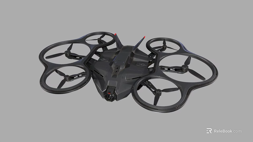 Modern Black Hexacopter Drone Design With Sleek Body And Rotors 3d model 