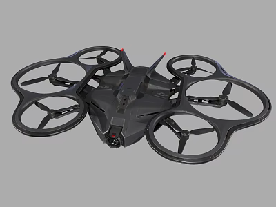 Modern Black Hexacopter Drone Design With Sleek Body And Rotors 3d model