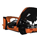 Orange Sports Car With Open Scissor Doors And Sleek Black Wheel Design