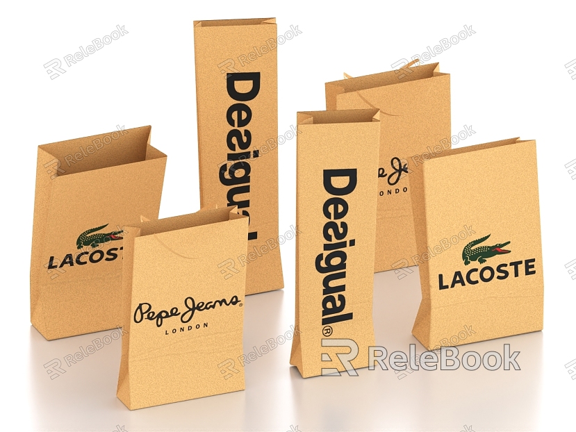 packing bag kraft paper bag paper bag bread bag food bag commodity bag model