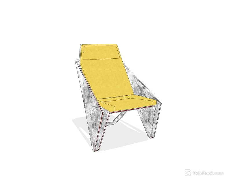 Modern Leisure Accent Chair With Yellow Cushion And Transparent Acrylic Frame 3d model 