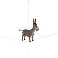 Cute Cartoon Donkey Character With Long Ears Gray Body And Smiling Face