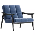 Modern Beige Accent Chair With Black Wooden Armrests And Legs Design