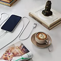 Decorative Ornament Combination with Stack of Books Vase Coffee Cup Mobile Phone and Photo Frame