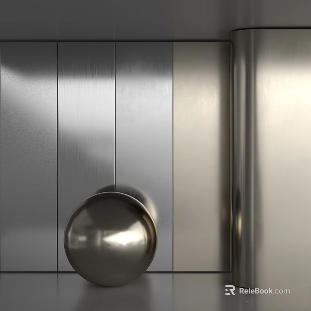 Stainless Steel Door Component Featuring Round Knob And Smooth Surface Design 3d model 