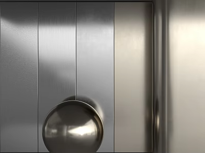 Stainless Steel Door Component Featuring Round Knob And Smooth Surface Design 3d model