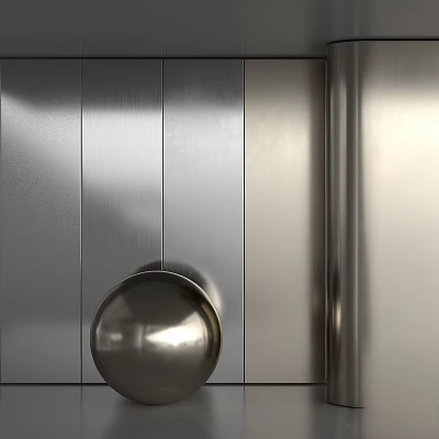Stainless Steel Door Component Featuring Round Knob And Smooth Surface Design 3d model