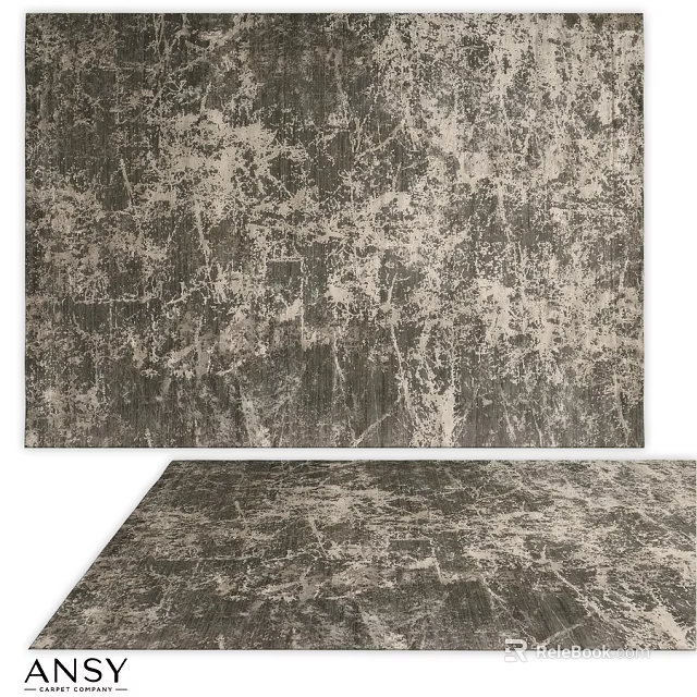 Modern Textured Square Rug with Abstract Speckled Pattern in Dark Gray and Cream 3d model 