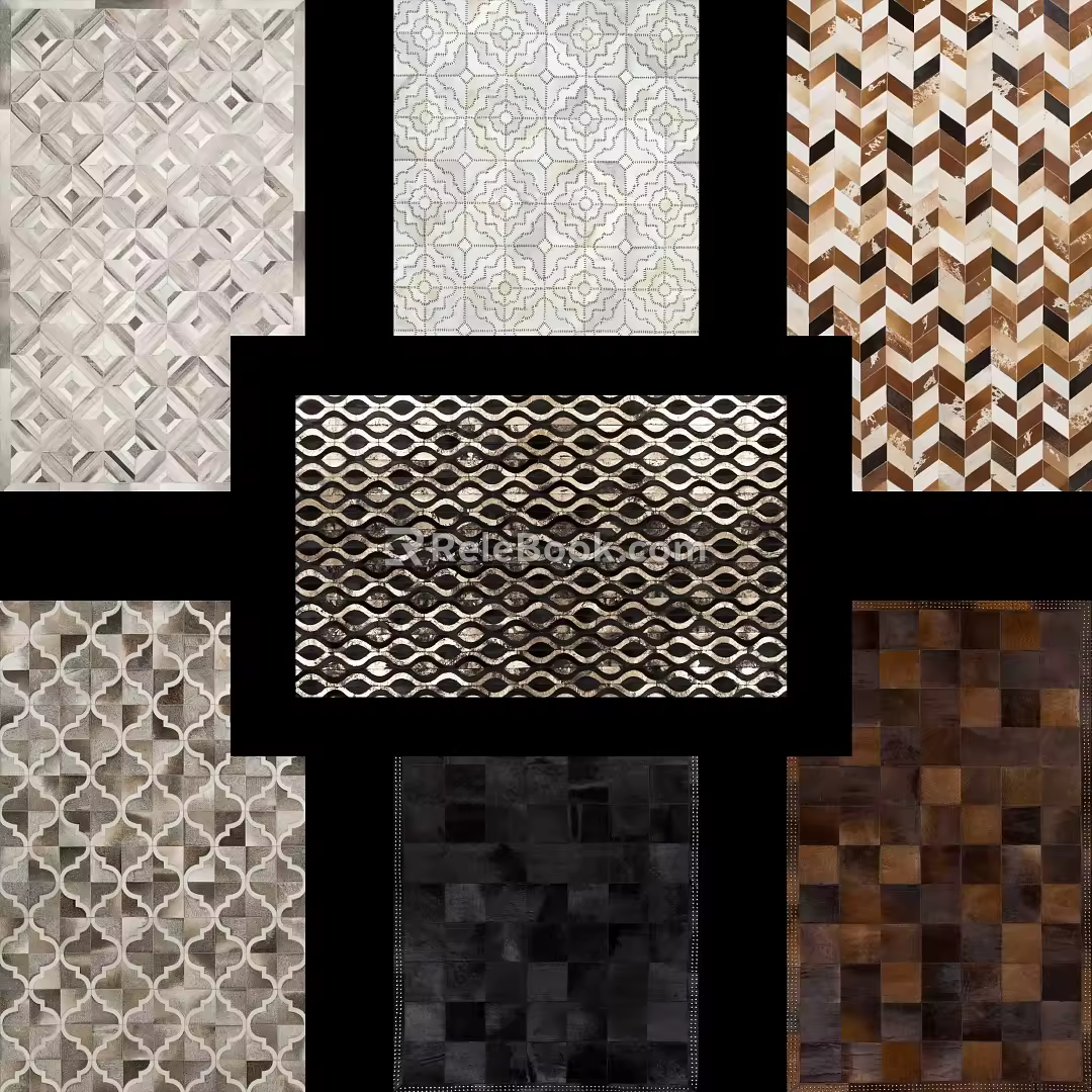 Square Carpet Combination Light Luxury Carpet Living Room Carpet Bedroom Carpet Plush Carpet Fabric Carpet Striped Carpet Flannel Carpet Italian Carpet 3d model