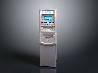 Modern Self Service Banking ATM Machine Featuring Digital Screen And User Interface 3d model