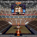 Modern Illinois Basketball Arena Interior With Large Screen Players And Seats