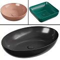 Pink Round Green Square and Black Oval Washbasin Styles for Modern Bathrooms 3d model
