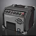 Vintage Style Speaker With Control Panel Knobs Buttons And Mesh Front Panel