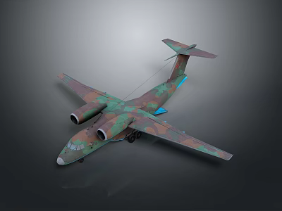 Camouflaged Space Transport Aircraft With Twin Engines Wings And Tail Design Features 3d model