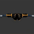 3D Game Character With Black Yellow Jacket Blue Mechanical Arms Blue Pants Yellow Gray Shoes