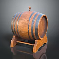 Elegant Decorative Wooden Barrel Ornament With Black Stripes Stand And Top Knob