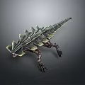 Detailed Mythical Reptilian Creature Model With Scaled Skin And Spiked Back