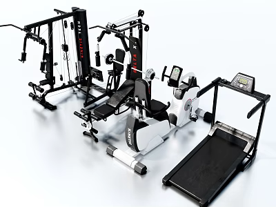 Complete Home Gym Sports Equipment Including Multi Functional Trainer Treadmill And Exercise Machines 3d model