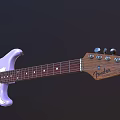 Light Purple Electric Guitar With Wooden Neck Steel Strings Pickups And Control Knobs 3d model