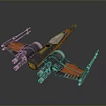 Futuristic Starfighter Spaceship With Orange Black Body Multiple Engines And Sleek Wings