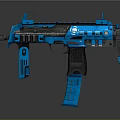 Blue Tactical Submachine Gun With Modern Design And Compact Grip Features 3d model