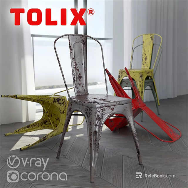 Rustic Metal Stackable Outdoor Leisure Chairs Garden Patio Decor Design 3d model 