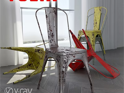Rustic Metal Stackable Outdoor Leisure Chairs Garden Patio Decor Design 3d model
