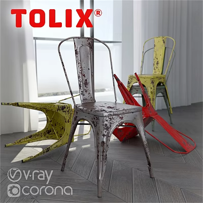 Rustic Metal Stackable Outdoor Leisure Chairs Garden Patio Decor Design 3d model