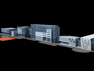 Modern Architectural Complex With Various Building Designs And Contemporary Glass Facades 3d model