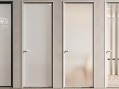 Modern Swing Doors With Glass Panels And Metal Frames In Contemporary Design Styles 3d model