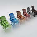 Stylish Modern Transparent Single Chairs in Various Colors for Interior Design 3d model