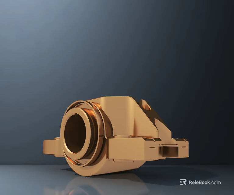 Golden Mechanical Component With Cylindrical Design And Metallic Connecting Parts 3d model 