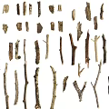 Diverse Natural Stone and Wood Pieces with Various Shapes and Textures