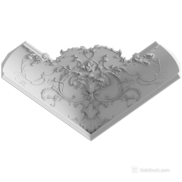 Ornate Decorative Component With Intricate Floral Patterns And Carved Details 3d model 