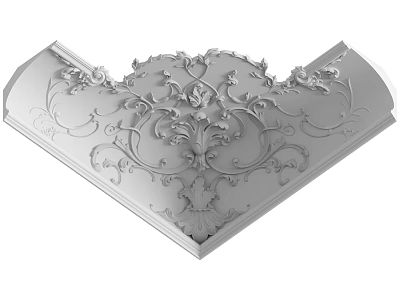 Ornate Decorative Component With Intricate Floral Patterns And Carved Details 3d model