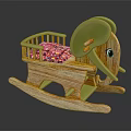 Wooden Elephant Shaped Children's Rocking Chair With Pink Patterned Cushion
