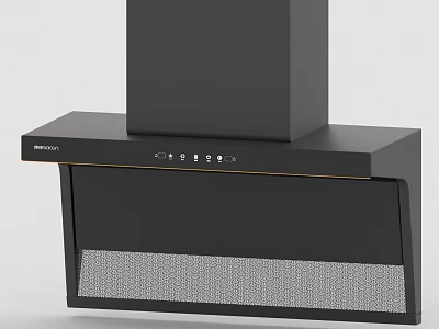 Black Modern Kitchen Range Hood With Digital Display Control Buttons And Mesh Filter 3d model
