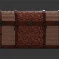 Vintage Wooden Trunk With Leather Straps And Intricate Pattern Design