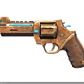 Vintage Metallic Revolver With Engraved Patterns Blue Glowing Accents And Textured Grip