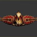 Fantasy Character Figurine with Red Gold Decoration and Winged Armor Design as Home Ornament