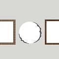 Three Decorative Wall Mirrors with Square Round Rectangular Shapes and Beige Black Brown Frames 3d model