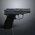 Black Handgun Pistol With Modern Design Isolated On Dark Background