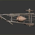 Traditional Wooden Cart with Clay Jar and Spoked Wheels in Rustic Design