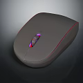 Modern Electronic Wireless Mouse With Gray Body Red Purple Accent Lines And Ergonomic Design